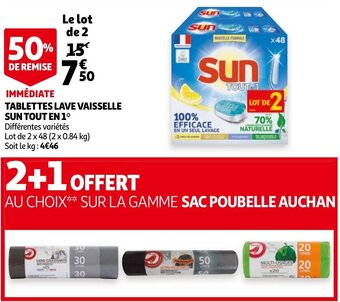 Auchan Tablettes Lave Vaisselle Sun Tout En1 aanbieding
