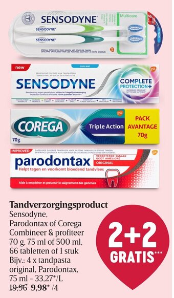 Tandverzorgingsproduct Sensodyne, Parodontax of Corega
