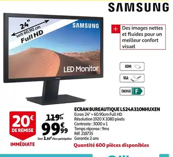 Auchan Samsung Ecran Bureautique LS24A310NHUXEN aanbieding