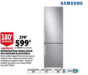 Auchan Refrigerateur Congelateur Bas Samsung RL36T620ESA aanbieding