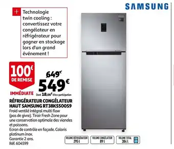 Auchan Réfrigérateur Congélateur Haut Samsung RT38K5500S9 aanbieding