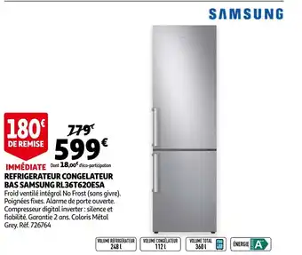 Auchan Refrigerateur Congelateur Bas Samsung RL36T620ESA aanbieding
