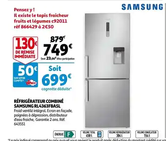 Auchan Réfrigérateur Combiné Samsung RL4363FBASL aanbieding