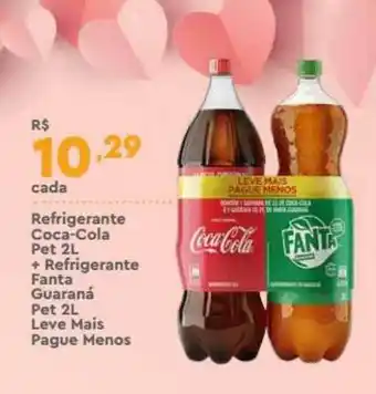 Supper Rissul Refrigerante Coca-cola 2L + Refrigerante Fanta Guaraná 2L oferta