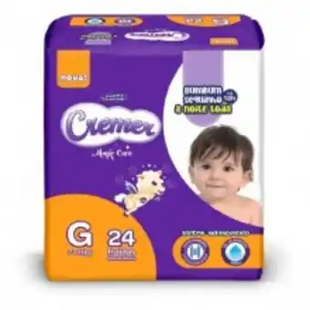 Fralda descartavel cremer jumbo g 24 unidades