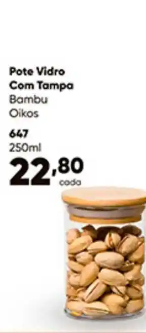 Pote Vidro Com Tampa Bambu Oikos 250ml