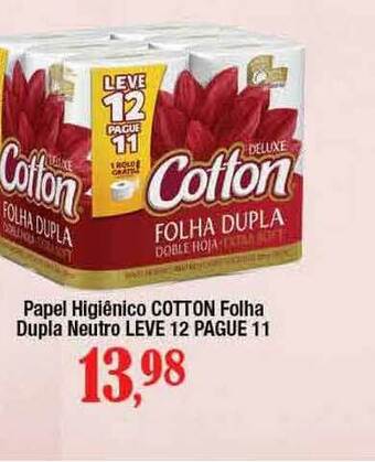 Supermercados Unidos Papel Higiênico Cotton Folha Dupla Neutro Leve 12 Pague 11 oferta