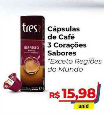 Hiper Moreira Cápsulas De Café 3 Corações Sabores oferta