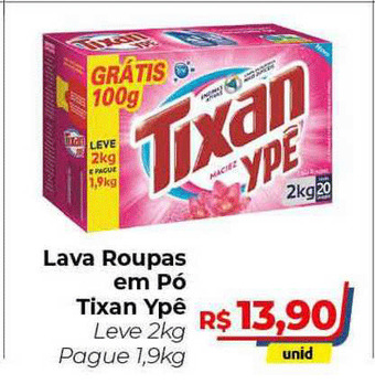 Hiper Moreira Lava Roupas Em Pó Tixan Ypê Leve 2kg Pague 1.9kg oferta
