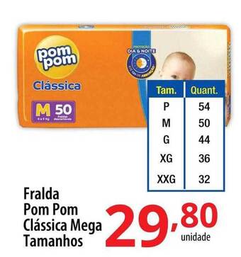 Akki Atacadista Fralda Pom Pom Clássica Mega Tamanhos oferta