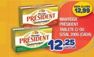 Manteiga président tablete c/ ou s/sal 200g