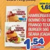 Costazul Supermercados Hambúrguer bovino ou de frango texas burger 56g seara (cada) oferta