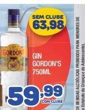 Costazul Supermercados Gin gordon’s 750ml oferta