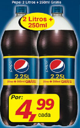 Supermercados Guanabara Pepsi 2L + 250ml Gratis oferta