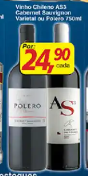 Supermercados Guanabara Vinho Chileno AS3 Cabernet Sauvignon Varietal ou Polero 750ml oferta