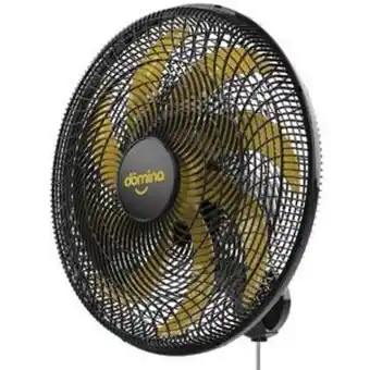 Ventilador de parede turbo 8 pás 60cm preto/dourado domina c/ haste 127v