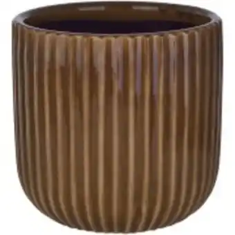 Vaso decorativo de cerâmica 14cm redondo marrom 