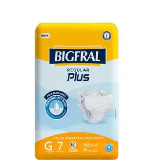 Fralda geriátrica bigfral plus regular tamanho g com 7 unidades