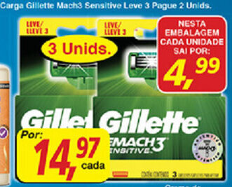 Carga Gilette Mach3 Sensitive Leve 3 Pague 2 unids
