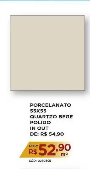 Porcelanato 55x55 Quartzo Bege Polido In Out