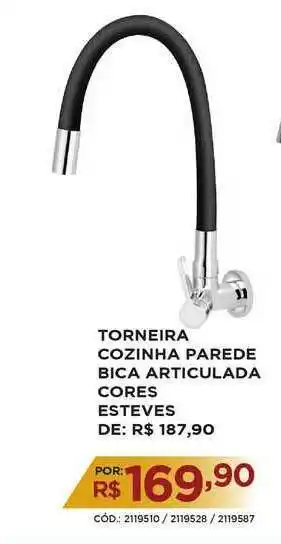 Torneira Cozinha Parede Bica Articulada Cores Esteves