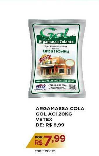 Argamassa Cola Gol Aci 20kg Vetex