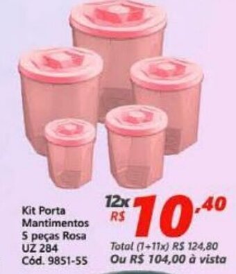 Lojas Becker Kit Porta Mantimentos 5 Pecas Rosa UZ 284 oferta