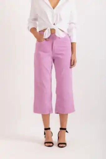 Opção Jeans Calça pantacourt lilás oferta