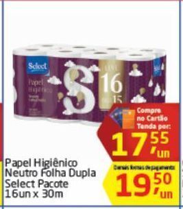 Tenda Atacado Papel higiênico folha dupla select 16un x 30m oferta