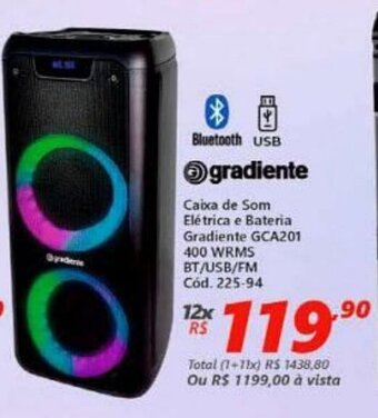 Lojas Becker Caixa de Som Eletrica e Bateria Gradiente oferta