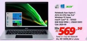 Lojas Becker Notebook Acer Aspire 5 15.6" Windows 10 Home Intel Core 15 oferta