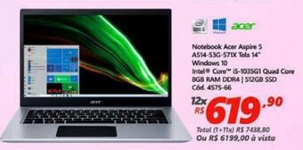 Lojas Becker Notebook Acer Aspire 5 14" Windows 10 Intel Core i5 oferta
