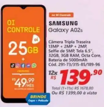 Lojas Becker Samsung Galxy A02s oferta