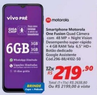 Lojas Becker Smartphone Motorola One Fusion oferta