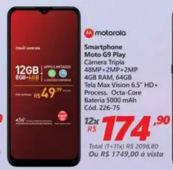 Lojas Becker Smartphone Moto G9 Play oferta