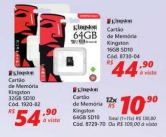 Lojas Becker Cartao de Memoria Kingston 16GB SD10 oferta