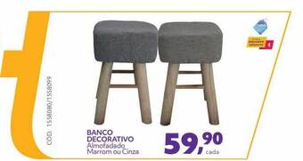 Banco Decorativo Almofadado Marrom Ou Cinza