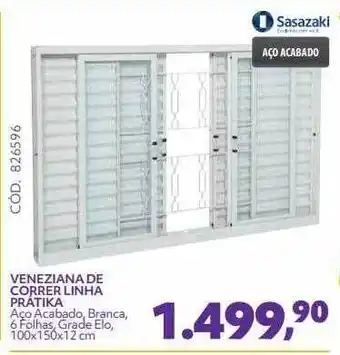 Telhanorte Sasazaki Veneziana De Correr Linha Pratika oferta