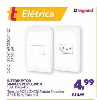 Telhanorte Interruptor Simples Pop Lgx010 oferta