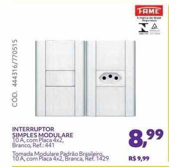 Telhanorte Interruptor Simples Modulare Fame oferta