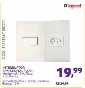 Telhanorte Interruptor Simples Pial Plus + Legrand oferta