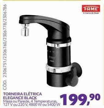 Fame Torneira Elétrica Elegance Black