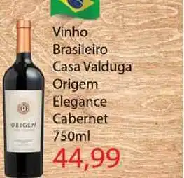 Chama Supermercados Vinho Brasileiro Cas Valduga Origem Elegance Cabernet 750ml oferta