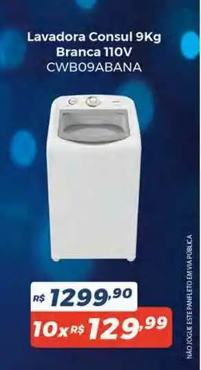 Lavadora Consul 9kg Branca 110v Cwb09abana