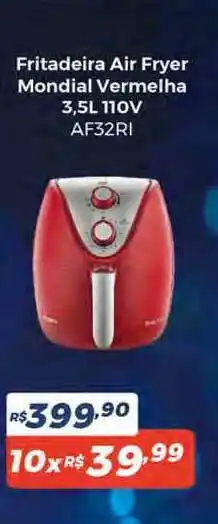 Atakarejo Fritadeira Air Fryer Mondial Vermelha 3.5L 110 Af32ri oferta