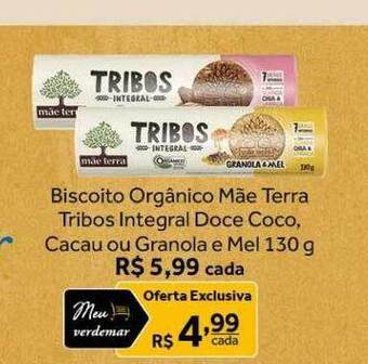 Biscoito Orgânico Mãe Terra Tribos Integral Doce Coco Cacau Ou Granola E Mel