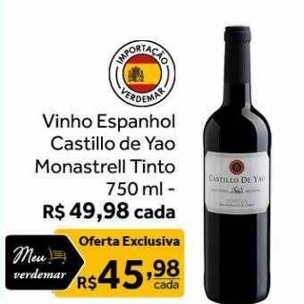 Verdemar Supermercado Vinho Espanhol Castillo De Yao Monastrell Tinto oferta