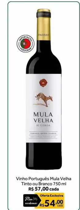 Verdemar Supermercado Vinho Português Mula Velha Tinto Ou Branco oferta