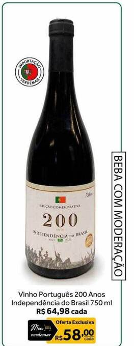 Verdemar Supermercado Vinho Português 200 Anos Independencia Do Brasil oferta