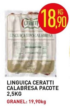 Calvo Atacadista Linguica Ceratti Calabresa pacote 2.5kg oferta